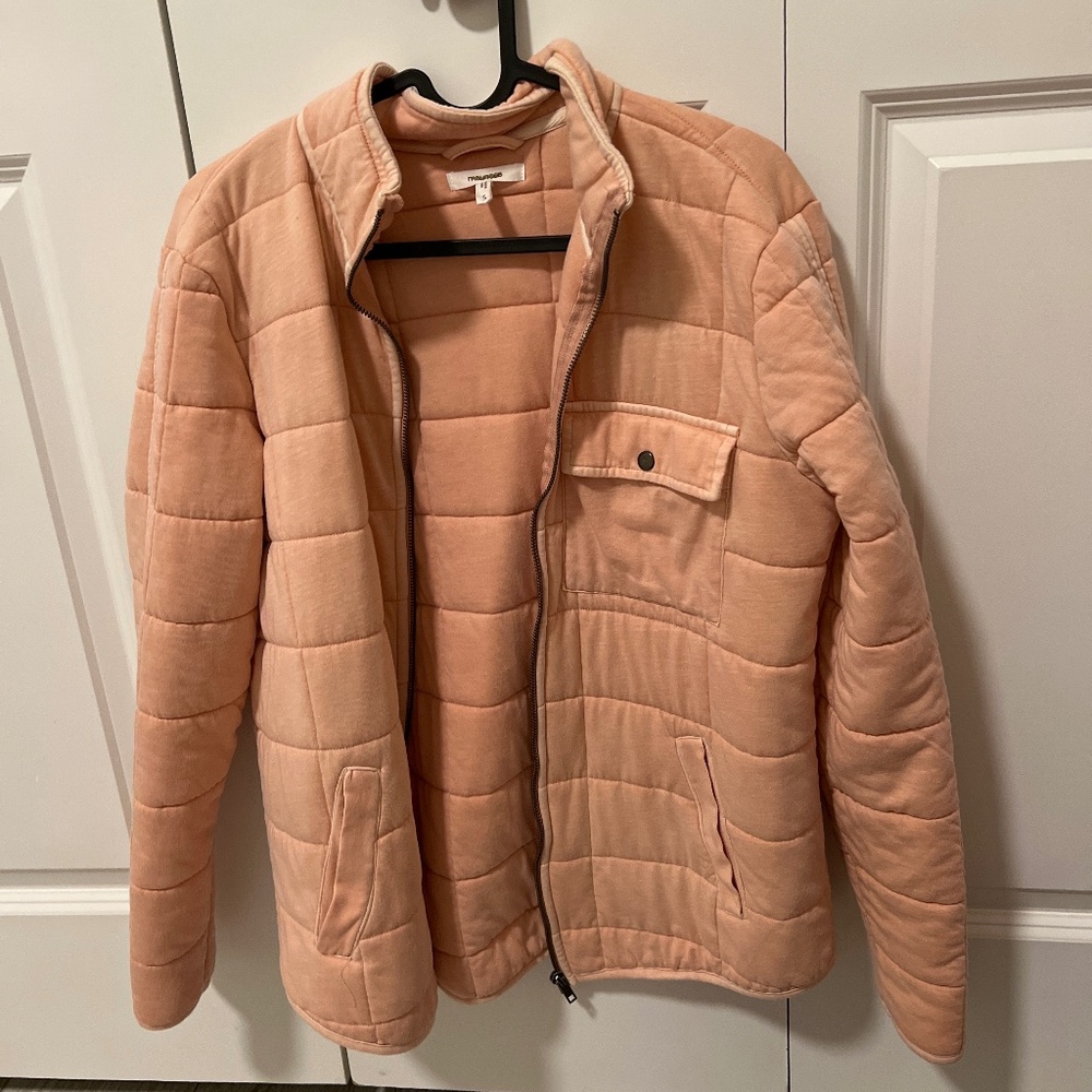 Peach quilted zip up jacket